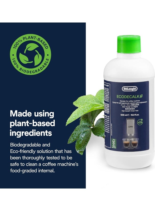 De'Longhi EcoDecalk Descaler, 500ml - Eco-Friendly Limescale Remover for Coffee Makers, Natural Lactic Acid, Preserves Coffee Flavor, Upto 3x Faster & More Effective than Citric Acid DLSC500 - Image 5